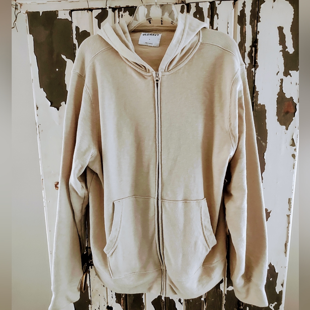LARGE FULL ZIP TAN HOODED SWEATSHIRT BEACH COVERUP